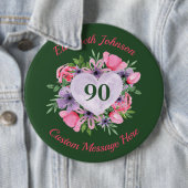 Gepersonaliseerde Groene 90th Birthday Button (In situ)