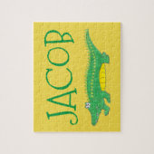Gepersonaliseerde Groene Alligator Crocodile Child Legpuzzel (Verticaal)