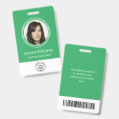 Gepersonaliseerde Groene bedrijfs identiteitskaart Badge (Front & Back)