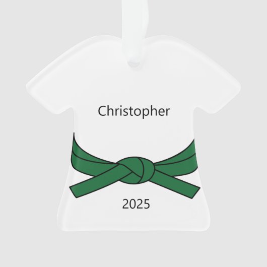 Gepersonaliseerde Groene Belt Karate Ornament (voorkant)