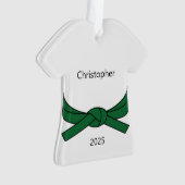 Gepersonaliseerde Groene Belt Karate Ornament (voorkant)