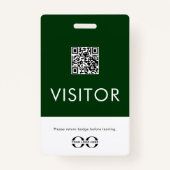 Gepersonaliseerde Groene Bezoekersbadge met QR-cod Badge (Achterkant)