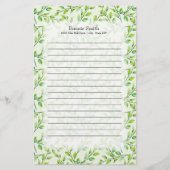 Gepersonaliseerde Groene Bladeren en Bijkantoren Briefpapier (Voorkant)