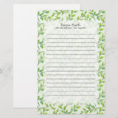 Gepersonaliseerde Groene Bladeren en Bijkantoren Briefpapier (Voorkant / Achterkant)