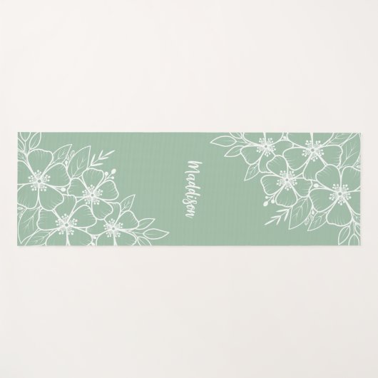 Gepersonaliseerde groene bloem yogamat (Voorkant (horizontaal))