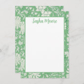 Gepersonaliseerde Groene Bloemen Blok Print Statio Bedankkaart (Voorkant / Achterkant)