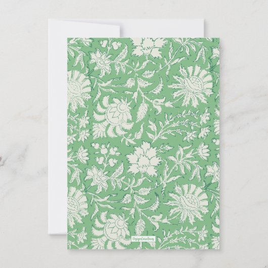 Gepersonaliseerde Groene Bloemen Blok Print Statio Bedankkaart (Achterkant)