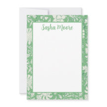 Gepersonaliseerde Groene Bloemen Blok Print Statio