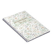 Gepersonaliseerde Groene & Bruine Bloemen Tuin Pla Notitieboek (Rechterzijde)