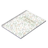 Gepersonaliseerde Groene & Bruine Bloemen Tuin Pla Notitieboek (Linkerzijde)