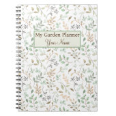 Gepersonaliseerde Groene & Bruine Bloemen Tuin Pla Notitieboek (Voorkant)