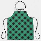 Gepersonaliseerde groene buffel geruite keuken schort (Voorkant)