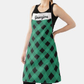 Gepersonaliseerde groene buffel geruite keuken schort (Insitu)