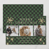 Gepersonaliseerde groene buffels 3 Foto Feestdagenkaart (Voorkant / Achterkant)