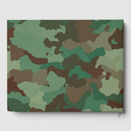 Gepersonaliseerde groene camouflage bruiloft gaste gastenboek (Achterkant)