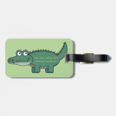 Gepersonaliseerde Groene Cartoon Alligator Bagagelabel (Achterkant horizontaal)