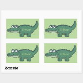 Gepersonaliseerde Groene Cartoon Alligator Rechthoekige Sticker (Vel)