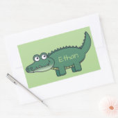 Gepersonaliseerde Groene Cartoon Alligator Rechthoekige Sticker (Envelop)
