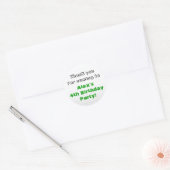 Gepersonaliseerde Groene Dank U Birthday Party Ronde Sticker (Envelop)
