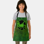 Gepersonaliseerde groene dinosaurus verbergen Kind Schort (Insitu)