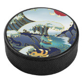 Gepersonaliseerde groene draak blauwe golf rode zo hockey puck (3/4)