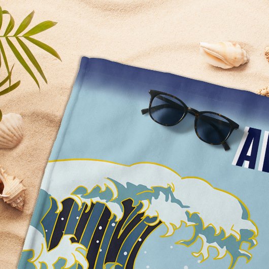 Gepersonaliseerde groene draak blauwe golf rode zo strandlaken