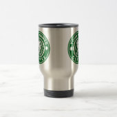 Gepersonaliseerde Groene Embleem Logo Koffiewinkel Reisbeker (Center)