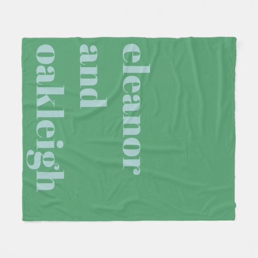 Gepersonaliseerde groene en blauwe bruiloft Passen Fleece Deken (Voorkant (Horizontaal))