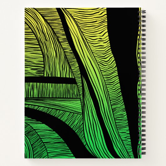 Gepersonaliseerde Groene en Gele Fusie van de Golf Notitieboek (Achterkant)