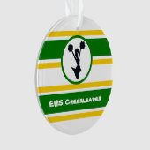 Gepersonaliseerde groene en gouden Cheerleader Orn Ornament (voorkant)