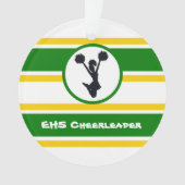 Gepersonaliseerde groene en gouden Cheerleader Orn Ornament (voorkant)