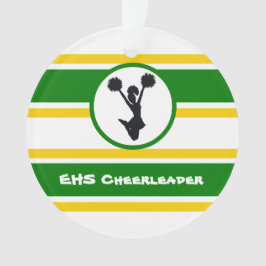 Gepersonaliseerde groene en gouden Cheerleader Orn Ornament