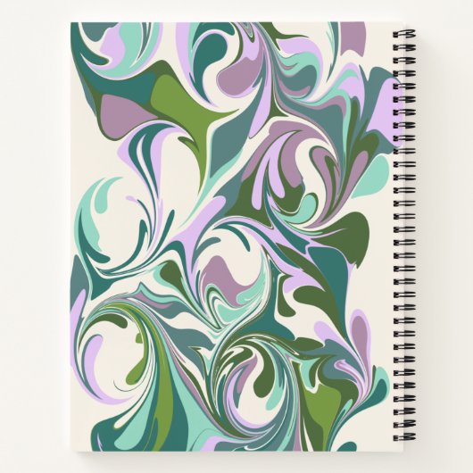 Gepersonaliseerde Groene en Paarse Marmeren Wervel Notitieboek (Achterkant)