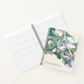 Gepersonaliseerde Groene en Paarse Marmeren Wervel Notitieboek (Binnen)