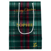 Gepersonaliseerde groene en rode geplakte kerst medium cadeauzakje (Achterkant)