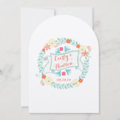 Gepersonaliseerde groene en roze Garland Wedding Kaart (Achterkant)
