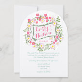 Gepersonaliseerde groene en roze Garland Wedding Kaart (Voorkant)