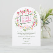 Gepersonaliseerde groene en roze Garland Wedding Kaart (Staand voorkant)