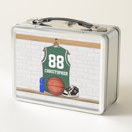 Gepersonaliseerde groene en witte basketbaltrui (Achterkant)