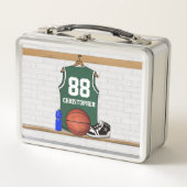 Gepersonaliseerde groene en witte basketbaltrui (Voorkant)