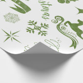 Gepersonaliseerde  groene en witte kerstverpakking cadeaupapier (Hoek)