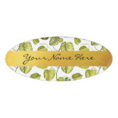 Gepersonaliseerde Groene en Witte Monstera Palm Le Naambadge (Voorkant)