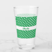 Gepersonaliseerde groene en witte polka dot patroo glas (Achterkant)