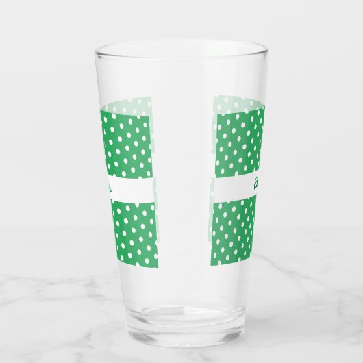 Gepersonaliseerde groene en witte polka dot patroo glas (Rechts)