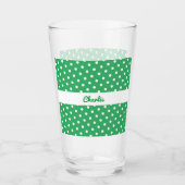 Gepersonaliseerde groene en witte polka dot patroo glas (Voorkant)