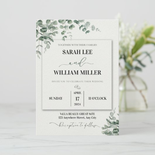 Gepersonaliseerde groene en witte Waterverf bruilo Kaart (Staand voorkant)