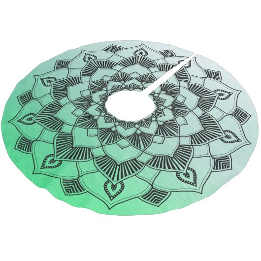 Gepersonaliseerde Groene Fade Mandala Kerstmis Kerstboom Rok (Gekanteld)