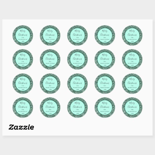 Gepersonaliseerde groene faux glitter ronde sticker (Vel)
