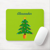 Gepersonaliseerde groene feestelijke kerstboom muismat (Met muis)
