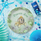 Gepersonaliseerde Groene Floral Princess Enchanted Papieren Bordje (Feest)